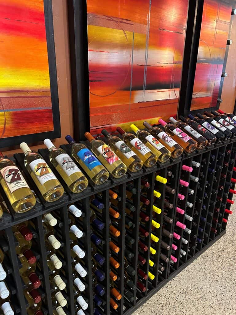 Wine racks in a wine store.